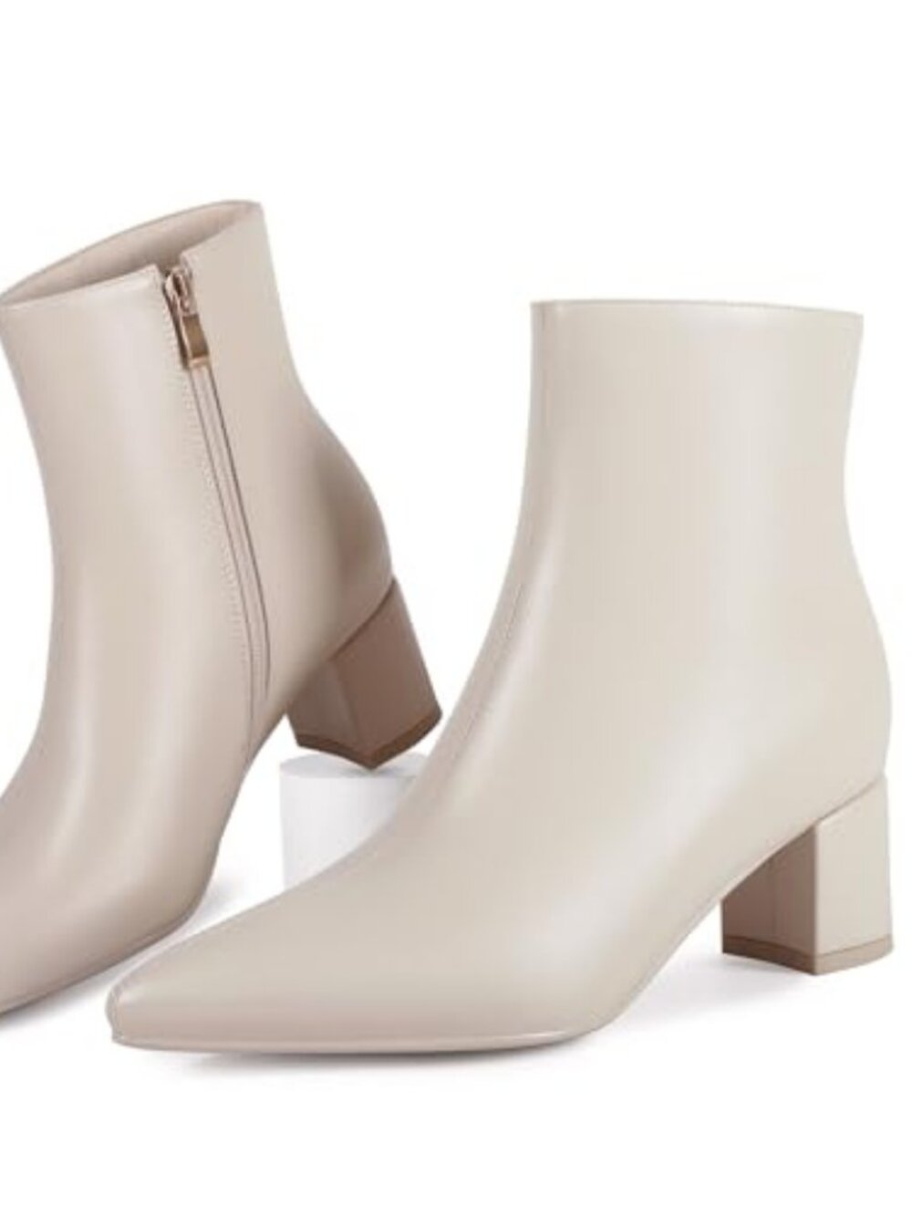 Booties for Women Pointed Toe Ankle Boot Chunky Block Low Heel Boot